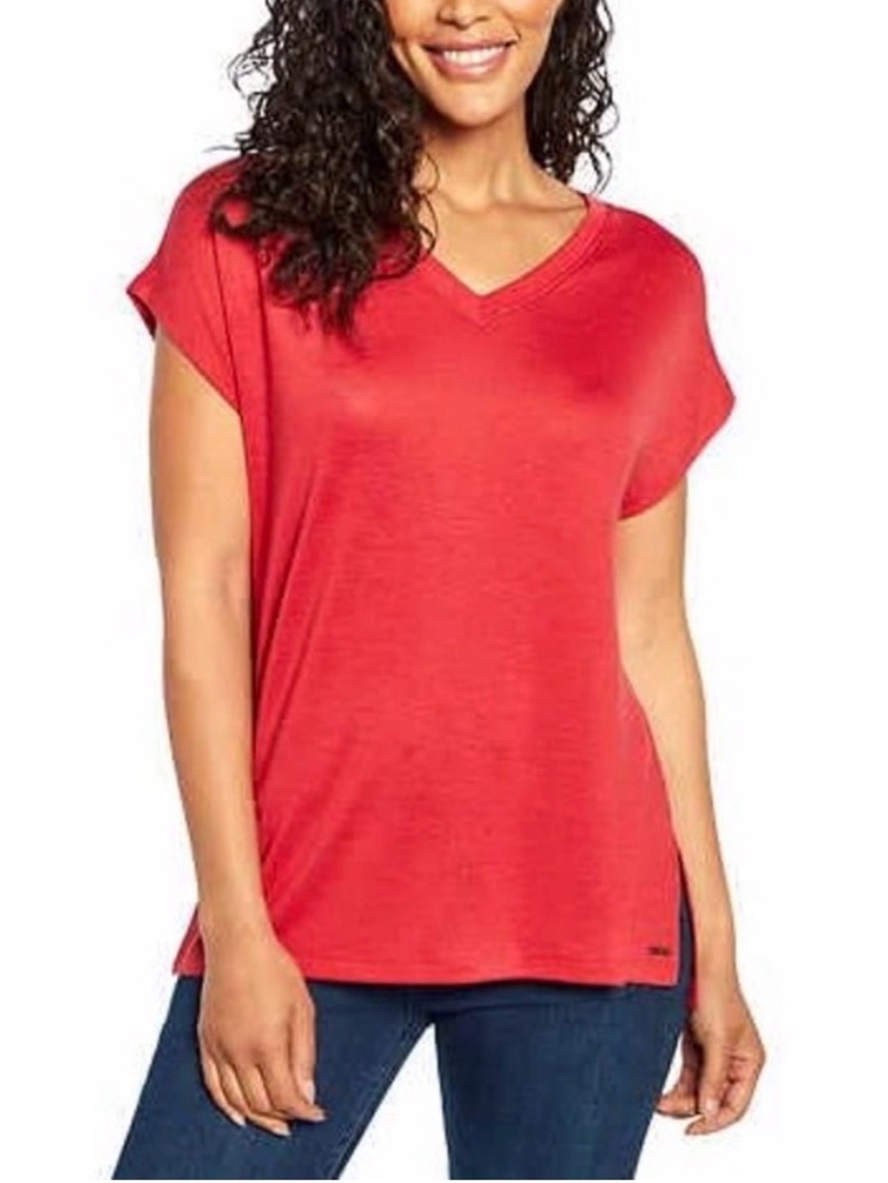 Orvis Medium Burnt Clay V-Neck Knit Tunic Top